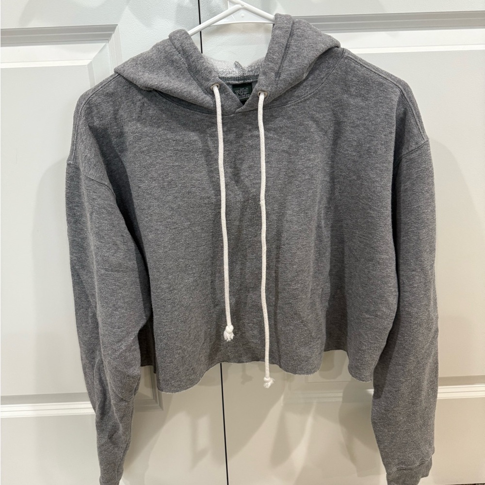 Oversized Cropped Hoodie with Raw Hem
